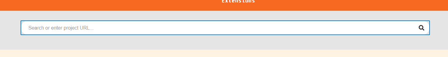 A picture of the extension URL input in the extensions page in MakeCode Arcade.